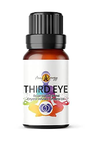 Image of Third Eye Chakra Essential Oil Blend with Amethyst Crystal Chips, 10ml – Lavender, Lime, Frankincense - Aromatherapy Diffuser, Burner, Yoga, Meditation, Bracelets, Kundalini