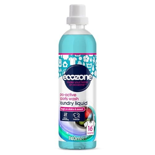 Image of Ecozone Pro-Active Sports Wash, Ultra Concentrated Laundry Liquid Bio Detergent, Washing Machine Clothing Stain & Odour Removal, Natural Vegan Non Toxic Eco-Friendly, Gentle on Skin, 16 Washes (740ml)