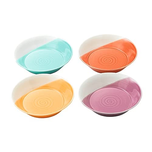 Image of Royal Doulton - Large Pasta Bowls Set of 4, 1815 Bright Collection - Porcelain Deep Dinner Plates Ideal for Salad, Ramen Noodles, Stir-Fry, Rice & Pasta - Better Heat Retention, 22cm each
