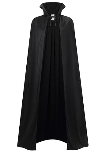 Image of DELIVESS Vampire Costume Halloween Vampire Cape Adult, Two Sides Reversible High Collar Magician Hooded Cloak (59.06",Black)