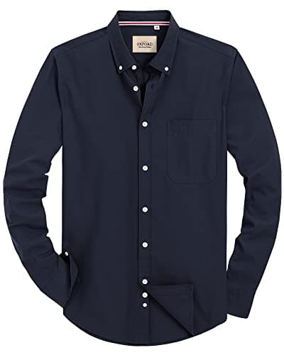 Image of J.VER Shirt for Men Adult Long Sleeve Oxford Button Down Business Smart Casual Work Formal Fashion Regular Fit Dress Shirts Blue XL