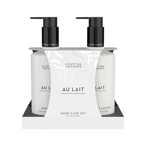 Image of Scottish Fine Soaps Au Lait Hand Care Set – Liquid Hand Wash and Hand & Body Lotion with Milk Extracts and Panthenol