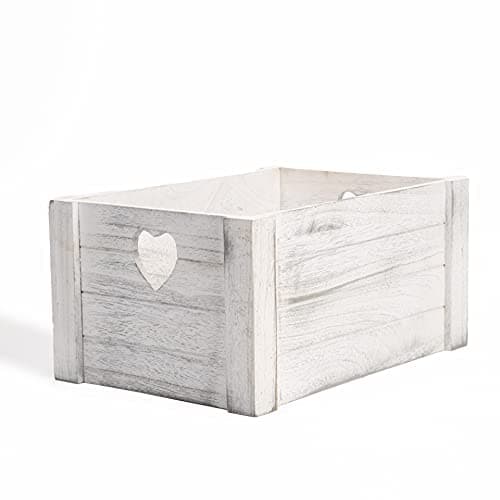 Image of Wickerfield Wooden Crate Heart Handle for Storage Wedding Xmas Birthday Gift Hamper (Medium)