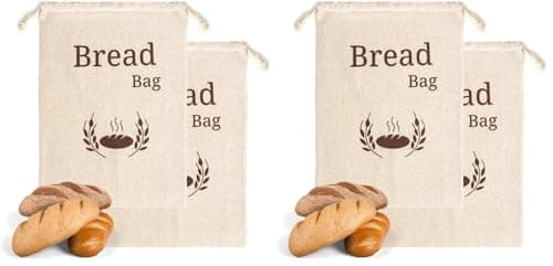 Image of Extra Large New Living Organic Linen Cotton Bread Bags | 44x35 cm | 2 x Reusable | Eco Food Storage (Pack of 2)