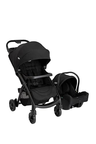 Image of Graco Tavira Travel System - Suitable from Birth to Approx. 4 Years (0-22kg). One-Hand Folding, Compact Pushchair, Includes i-Size car seat, Midnight Fashion