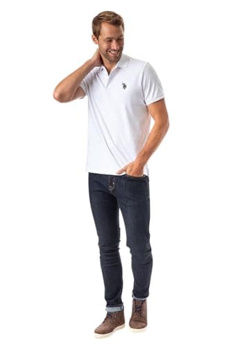 Image of U.S. Polo Assn. Men's Solid Interlock Shirt, White/Black, XL