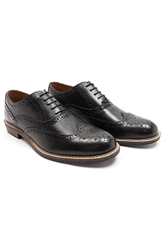Image of Thomas Crick Men's 'Cardew' Brogue Formal Leather Shoes Black