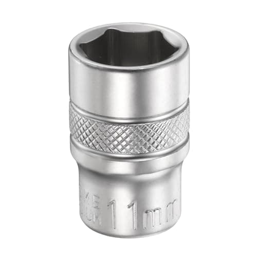 Image of sourcing map 6 Points Deep Socket 1/4" Drive 11mm Deep Metric CR-V Steel Polished Nickel Plating Flip Sleeve 25mm / 1" Extra Long Socket Tool for Home Auto Nuts Bolts Repair