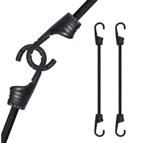Image of 45cm Elastic Bungee Cords - 2-Pack Heavy Duty Straps with Hooks for Secure Tie Downs