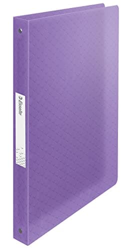 Image of Esselte Ring Binder, 140 Sheet Capacity, 20mm Spine, 4 Ring A4 Folder, Soft Cover File, Home/Office Use, Embossed Pattern, Colour'Breeze Range, Lavender, 628438