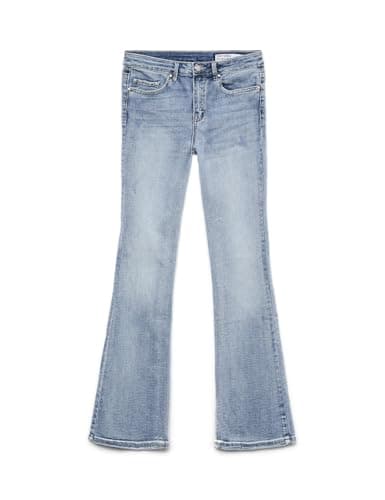 Image of VERO MODA Female Flared VMFLASH Mid Rise Flared Jeans, Light Blue (Light Blue Denim), L / 32L