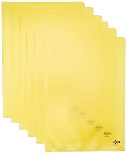 Image of Rexel Quality A4 Document Folder, Yellow Embossed, 115mic, Cut Flush, Copy Safe, Pack of 100, 2115639