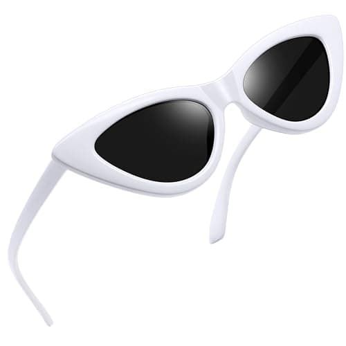Image of Joopin Polarised Cat Eye Sunglasses for Women, 100% UV Protection Retro Narrow Pointy Cateye Womens Sunglasses (White)