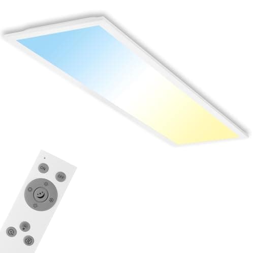 Image of BRILONER - LED Ceiling Light, Dimmable Slim Panel Lamp, CCT Adjustable Light, Flush Mount, Remote Control, Memory Function, 24W, 2600 Lum, Living Room, Kitchen, Office Lights, 100x25x6.1 cm, Black