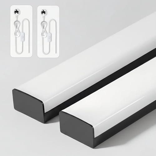 Image of BrightFly Full-Screen LED Batten Light 4FT, Linkable Plug in Ceiling Light, 33W 3610lm 3000K/4000K/6500K Selectable, LED Strip for Garage Office Living Room Kitchen Shed (Black, 2-Pack)