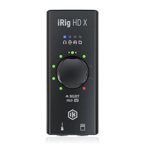 Image of iRig HD X guitar audio interface for iPhone, iPad, Mac, iOS and PC with USB-C, Lightning and USB cables and 24-bit, 96 kHz music recording
