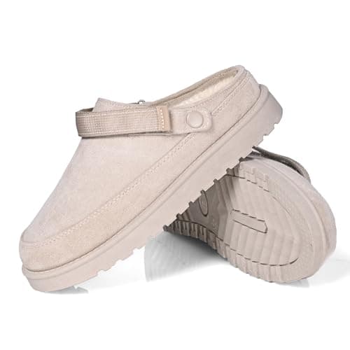 Image of Warm Winter Slippers for Women – Faux Suede Fur Lined Platform Clog Shoes with Non-Slip Sole, Indoor Outdoor House Boots (Mocha, One Size, Adult, Women, 3, Numeric, UK Footwear Size System, Medium)