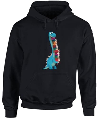 Image of Hippowarehouse Book Dinosaur unisex Hoodie hooded top 5XL adult Black