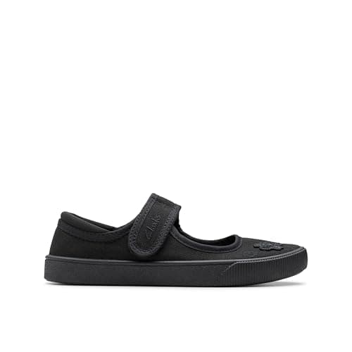 Image of Clarks Girl's Hopper Go Ballet School Shoes, Black Fabric, 11 UK Child