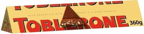 Image of Toblerone Swiss Milk Chocolate Bar - 360g Bar | 11 Iconic Triangle Portions, 32.7g Each | Honey & Almond Nougat Bar - Creamy and Delicious Gift Hamper, Christmas, Birthday, Easter Gift By Swiss+