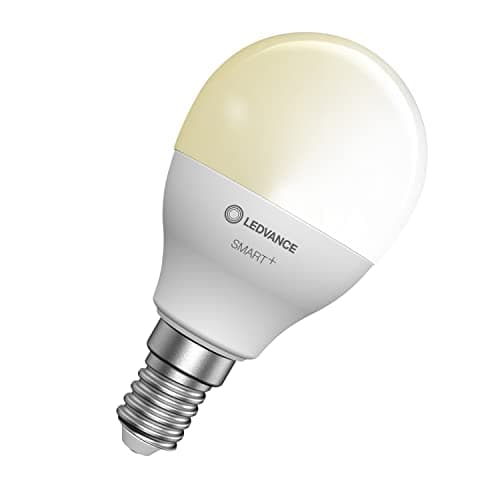 Image of LEDVANCE Smart Led Lamp with Bluetooth, E14, Dimmable, Warm White (2700 k), Replaces Incandescent Lamps with 40 W, Controllable with Alexaand Google, Smart + Mini Bulb Dim, 1-Pack