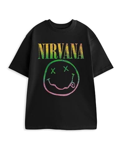 Image of Nirvana Unisex Black Short Sleeved Graphic Tee | Classic Crew Neck T-Shirt with Band Print | Music Themed Everyday Wear | Men's & Women's Top Merch - Medium