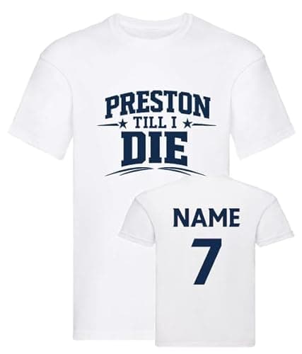 Image of Preston Football Tee North Childrens Team End Shirt White PNE Customisable