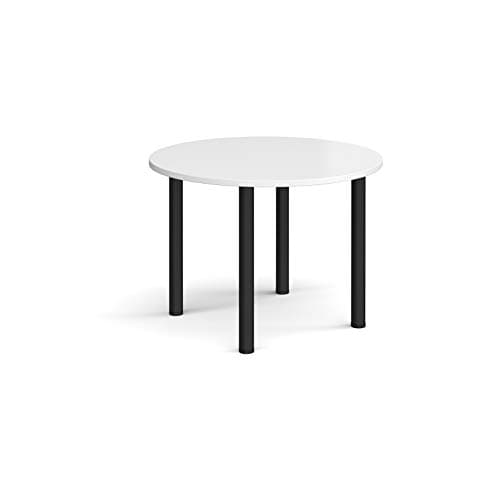 Image of Mr Office Circular radial leg meeting table - black legs, White, 1000