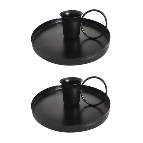 Image of 2Pcs Iron Candle Holders, Retro Single Head Metal Stand for Taper Candles, Decorative Centrepieces for Halloween Christmas Wedding Valentine or Party Table Décor