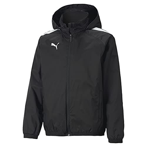 Image of PUMA unisex-child teamLIGA All Weather JKT Jr Sweater, Puma Black-puma Black, size:152