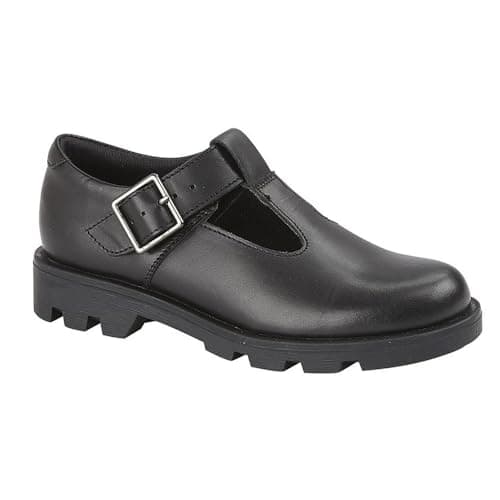 Image of Roamers Girls Leather School Shoes (1 UK) (Black)