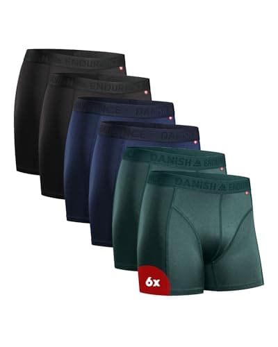 Image of DANISH ENDURANCE Mens Boxers, Anti Chafing, Long Leg or Regular, Sports Underwear Men, Running Boxers, 6 Pack, Multicolor (2x Black, 2x Blue, 2x Green), X-Large