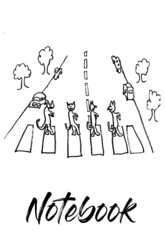 Image of Notebook: Funny Beatles Cats Hand Drawn Abbey Road 120 Page Lined Notebook by Crimslow