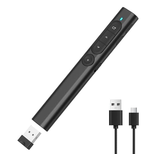 Image of MOXYOY Presentation Clickers, Clicker for Powerpoint, Wireless Rechargerable Presenter Remote, Presentation Clicker with Volume Control/Hyperlink for Keynote/PPT/Mac/PC/Laptop (Black)