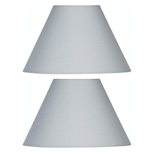 Image of 2 Pack - Soft Grey 14" Cotton Coolie Fabric Vintage Lampshade with Reversible Gimble & Shade Reducing Ring to Fit All Types of Lampholders - Sold in Pairs