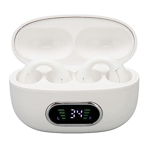 Image of Wireless Language Translator Earbuds, Clip-On Real-Time Voice Translator with Power Display, Supports 74+ Languages, White