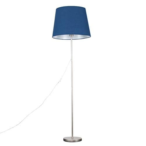 Image of MiniSun | Modern Brushed Chrome Floor Lamp with an Extra Large Navy Blue Tapered Shade | Floor Lamps & Torchieres, Home Décor & Improvement Essential | Includes 6W LED Bulb [3000K Warm White]