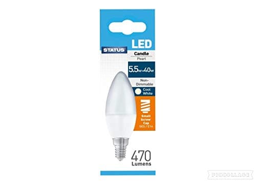 Image of 5.5w = 40w LED Candle Bulbs Lamp SES Small Screw in E14 Pearl Cool White Pack of 4