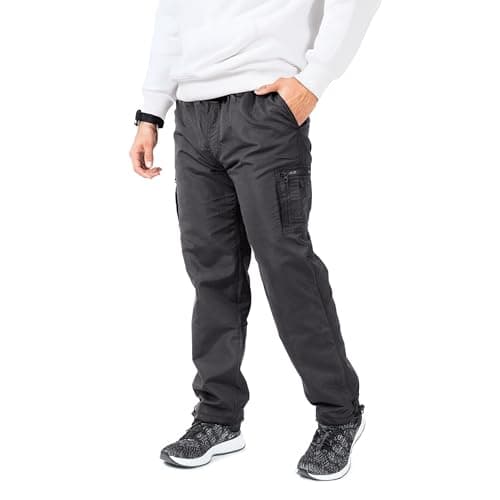 Image of GA COMMUNICATIONS Mens Thermal Fleece Lined Trouser Camouflage Combat Elasticated Waist Bottoms[Black,M]