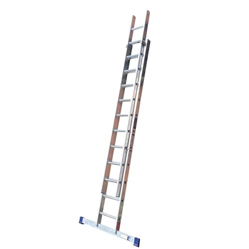 Image of TB Davies TRADE Double Extension Ladder, 3.0 Meter / 9.84 Feet, Extends To 5.0 Meters / 16.40 Feet, Comfort D-shaped Rungs, 3-Year Warranty, EN131 Professional