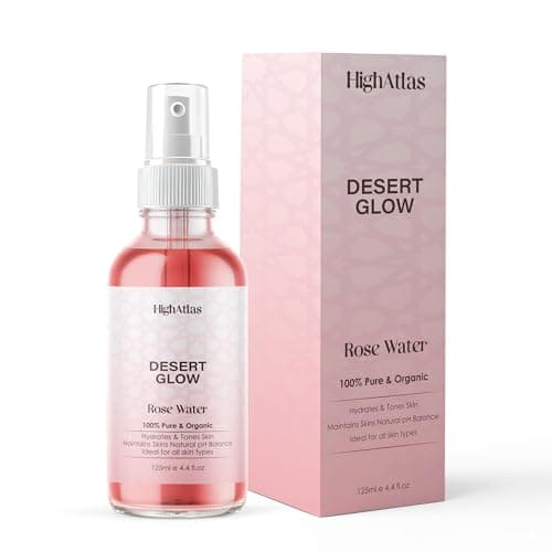 Image of Pure Organic Rose Water by HighAtlas | Mist Facial Toner Atomizer Spray | 125ml | 100% Natural Distilled Rose Water from Morocco | Anti-Aging, Anti-Inflammatory, Soothes Dry Skin