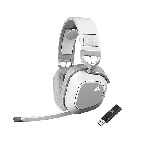 Image of CORSAIR HS80 MAX Wireless Multiplatform Gaming Headset with Bluetooth – Dolby Atmos – Broadcast Quality Microphone – iCUE Compatible – PC, Mac, PS5, PS4, Mobile – White