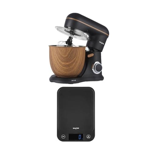 Image of Salter Toronto Stand Mixer & Kitchen Scale – 1300W Electric Food Mixer with 5L Stainless Steel Bowl, 10 Speeds & Pulse Function, 5kg Food Weighing Scales, Liquid Measurement & Tare Function, Black