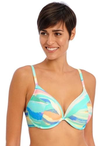 Image of Freya Womens Summer Reef Underwire Plunge Bikini Top, Aqua, XL