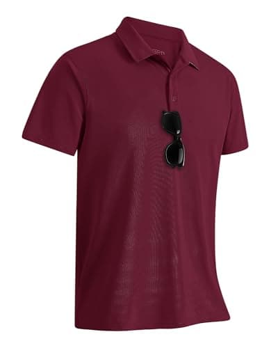 Image of 33,000ft Men's Polo Shirt Short Sleeve T-Shirt Golf Polo Moisture Wicking Quick Dry Polos Outdoor Sports Athletic Tennis Performance Breathable T-Shirt for Tennis Work Dark Red(Nylon Spandex) XL