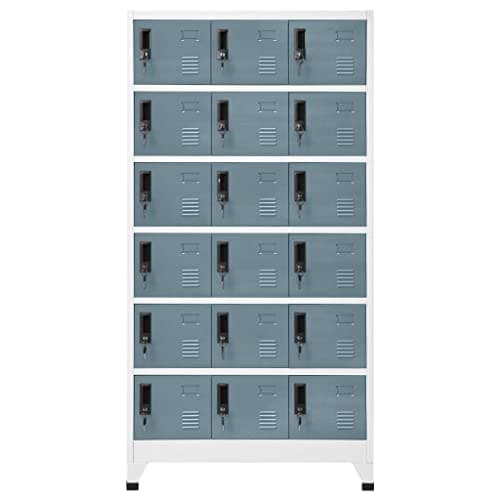 Image of RCODSSK Steel Locker Cabinet 90x40x180 cm, Lockable Storage Cabinet with Air Vents, Light Grey and Dark Grey Office with Name Tag Holder for Clothes and Personal Belongings