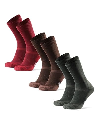 Image of DANISH ENDURANCE Merino Wool Hiking & Walking Socks 3 packs, for Men Women Children, Trekking (Multicolor: Brown, Red, Green, EU 43-47 // UK 9-12)