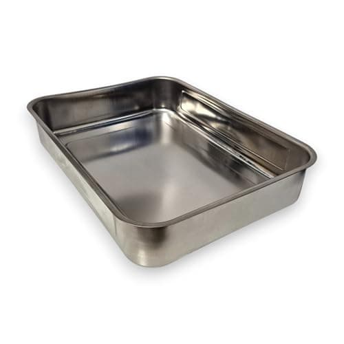 Image of ÜREL Deep Stainless Steel Baking Tray & Roasting Tin – Rectangular Pan for Yoghurt, Baking & Meal Prep (36.5x26.5x6.5 cm / 13.4"x9.4"x2.6"), 304 (18/10) Food-Grade, Dishwasher Safe