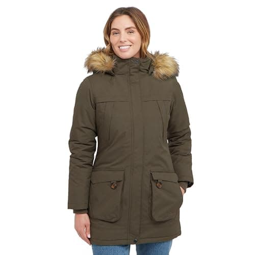 Image of Peter Storm Women’s Paloma Waterproof Parka Jacket with Faux Fur Lined Hood & 4 Pockets, Insulated & Adjustable Winter Coat (UK, Numeric, 12, Regular, Regular, Khaki)