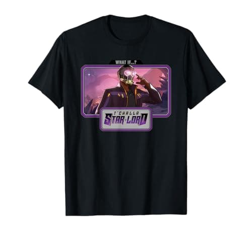 Image of Marvel WHAT IF...? T'Challa Star-Lord Landscape T-Shirt